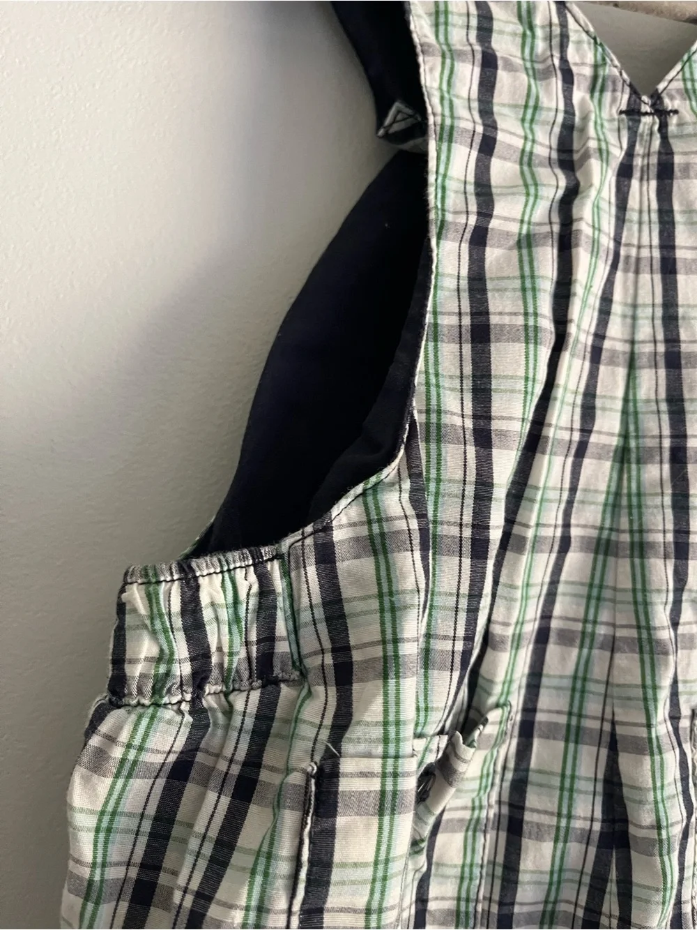 GAP Green, White & Navy Plaid Baby Overalls